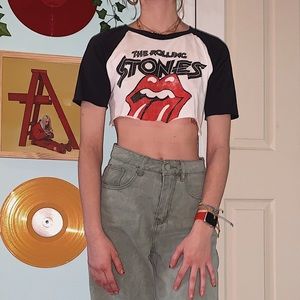 Cropped Rolling Stones band tee